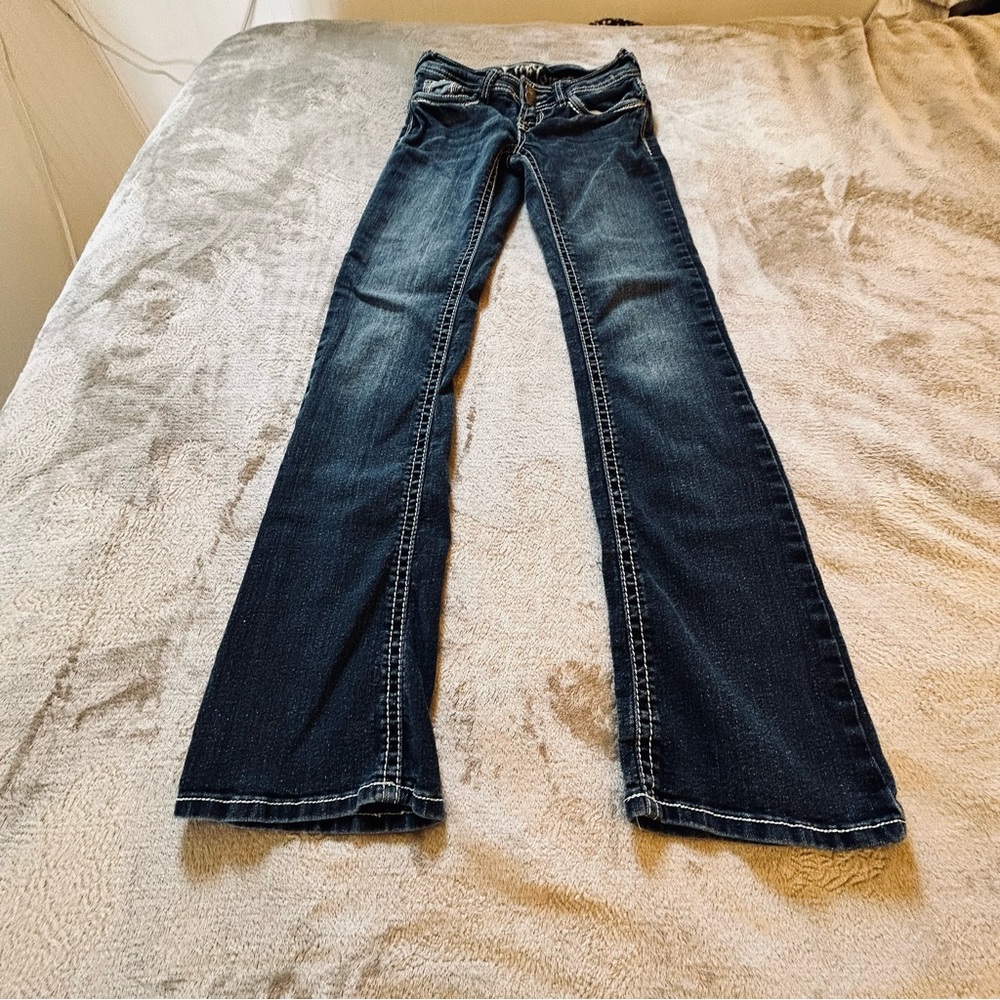 Wallflower double button jeans dark blue bootcut Size 0 or 27 waist